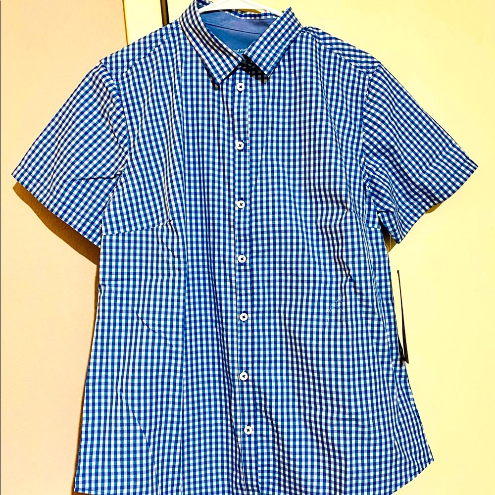 NEW w/Tags ChefWorks Blue Gingham Short Sleeve